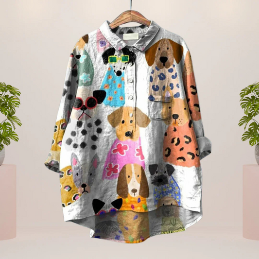 LEONA | Kunstshirt mit auffälligem Druckdesign