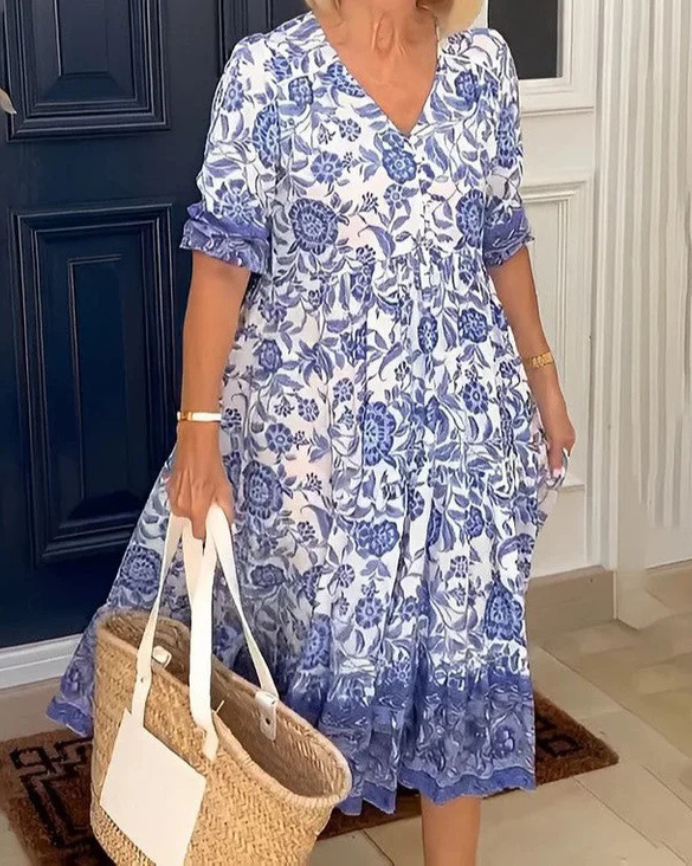 Mira | Bohème Maxikleid mit V-Ausschnitt für Sommer