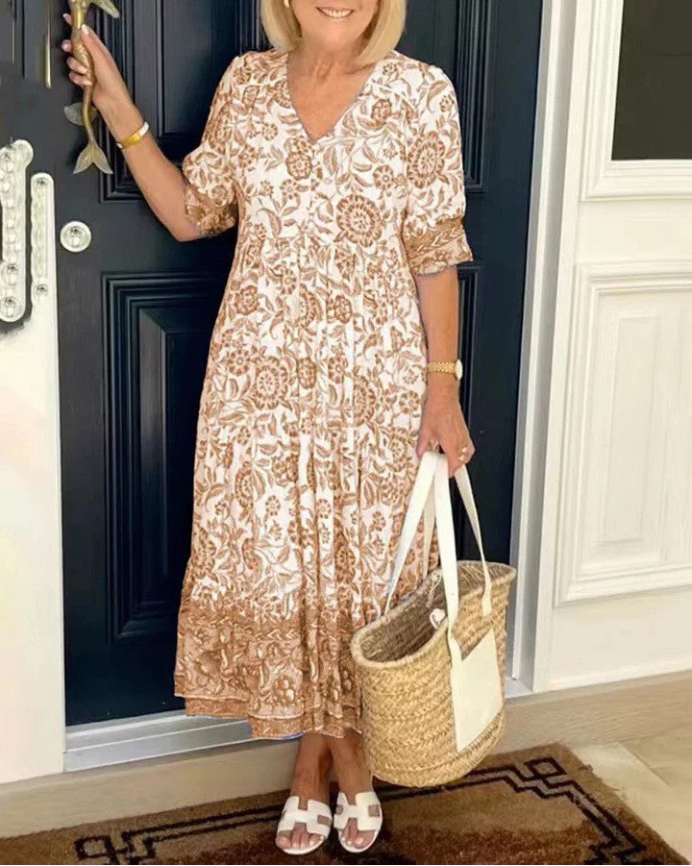 Mira | Bohème Maxikleid mit V-Ausschnitt für Sommer