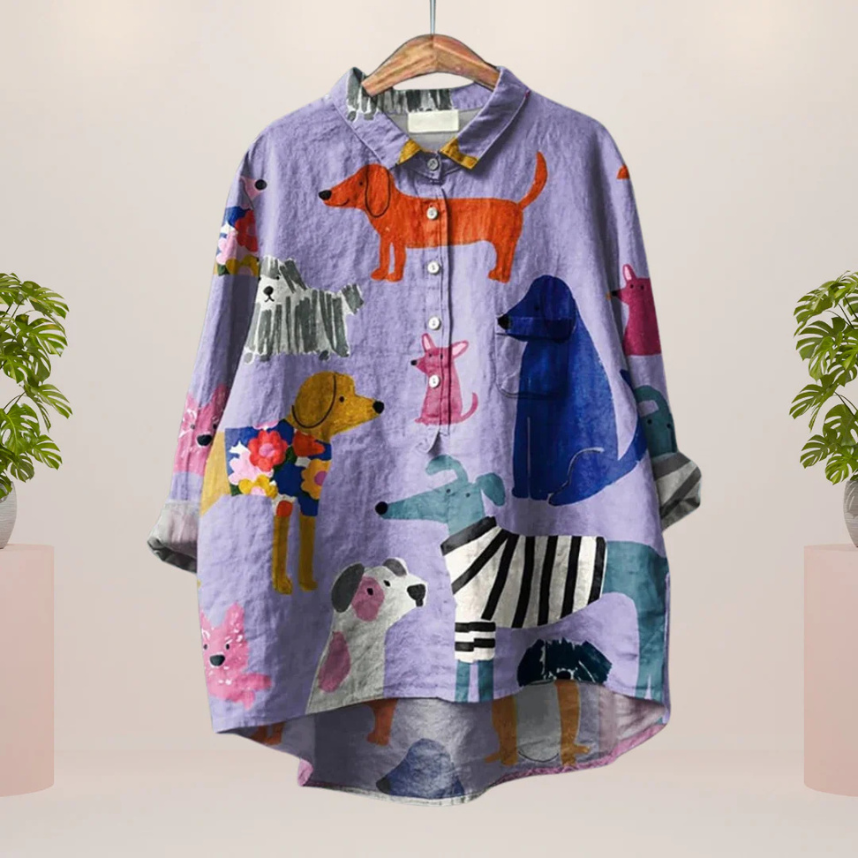 LEONA | Kunstshirt mit auffälligem Druckdesign