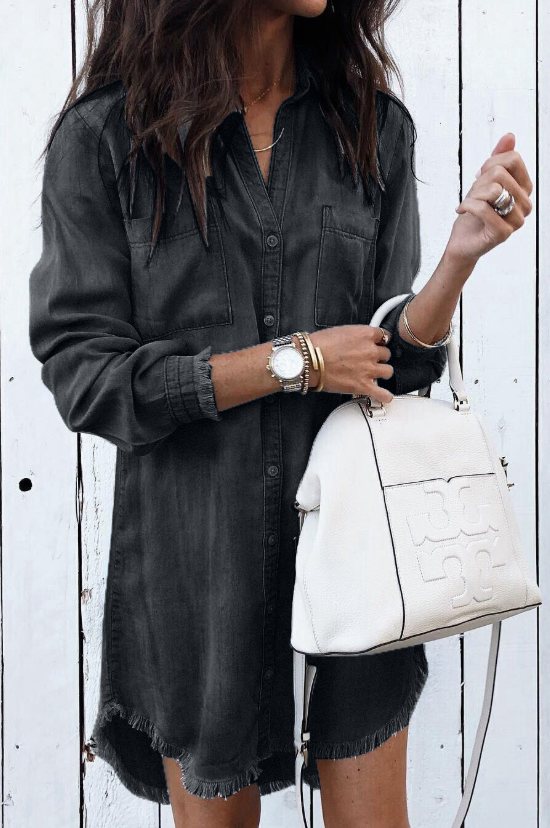 Grace | Relaxed Denim Shirt Dress with Soft Wash