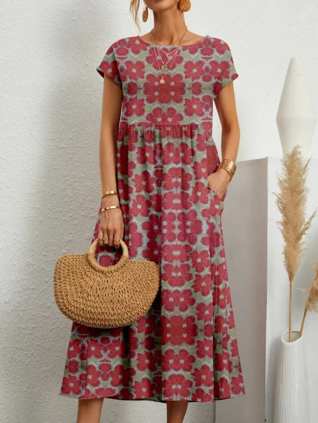 Lina | Elegantes Blumenkleid mit Bauchkomfort