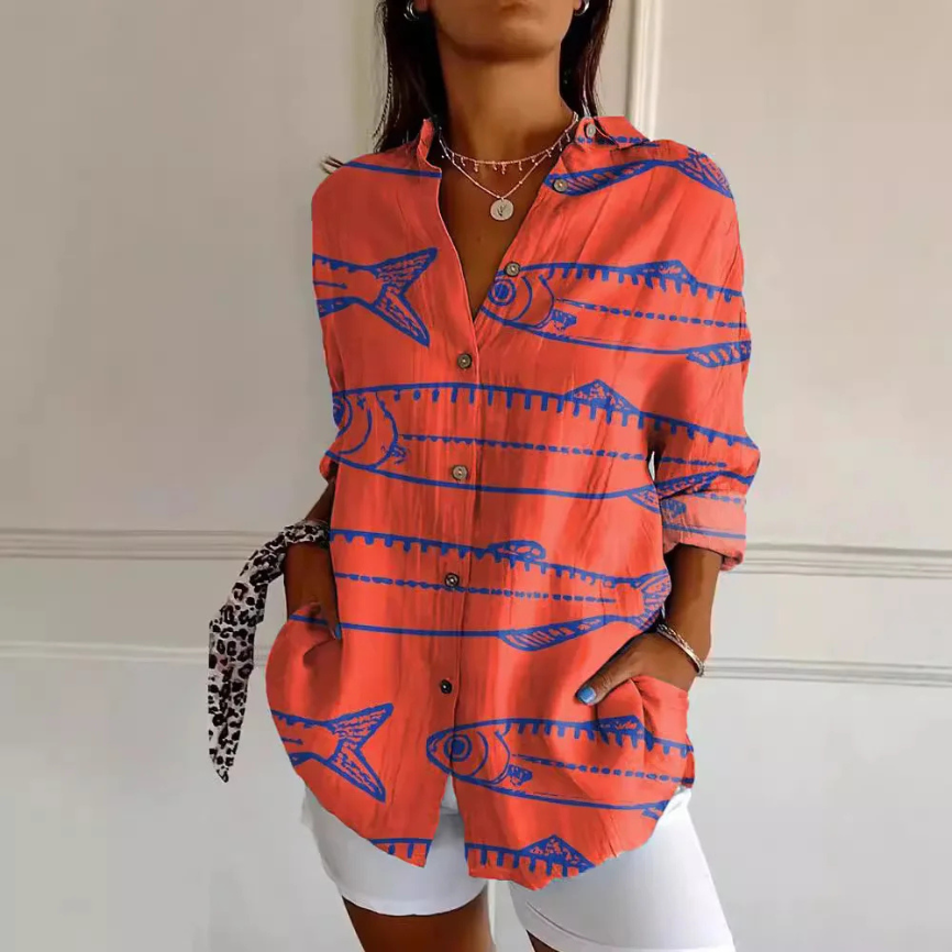 SANDRA | Bluse mit buntem Muster in Modernoptik
