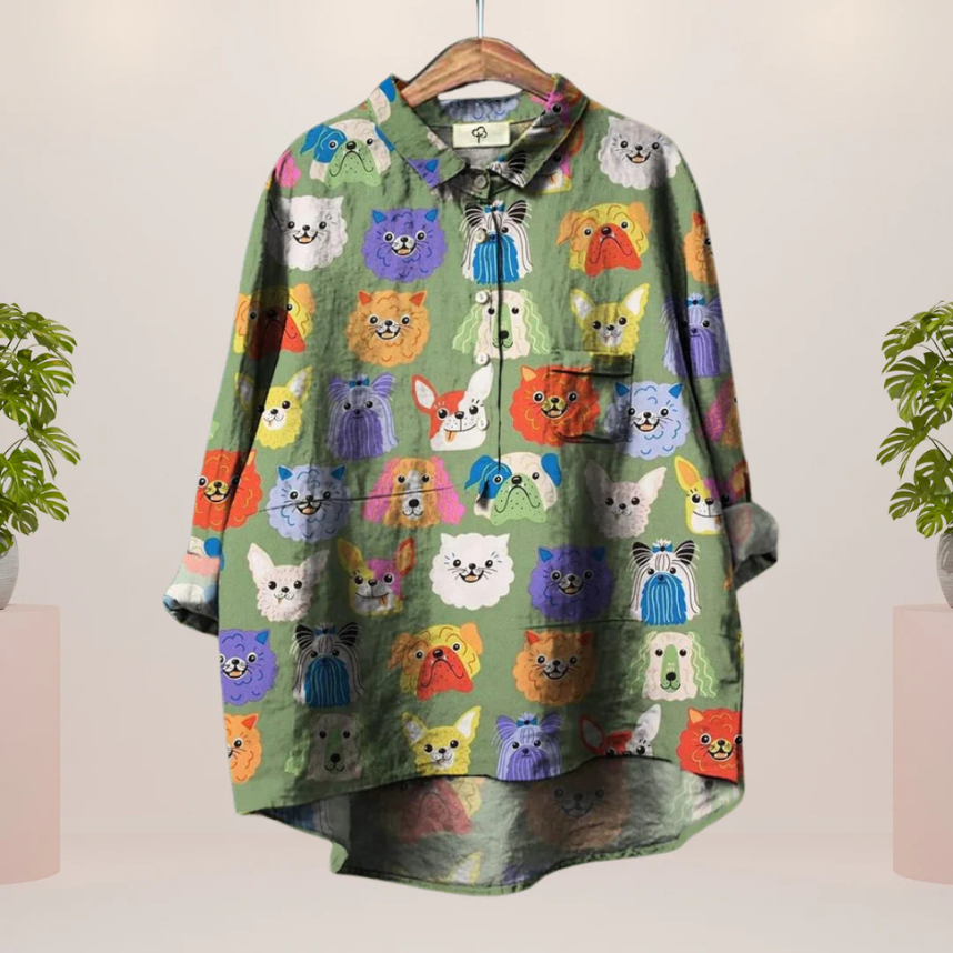 LEONA | Kunstshirt mit auffälligem Druckdesign
