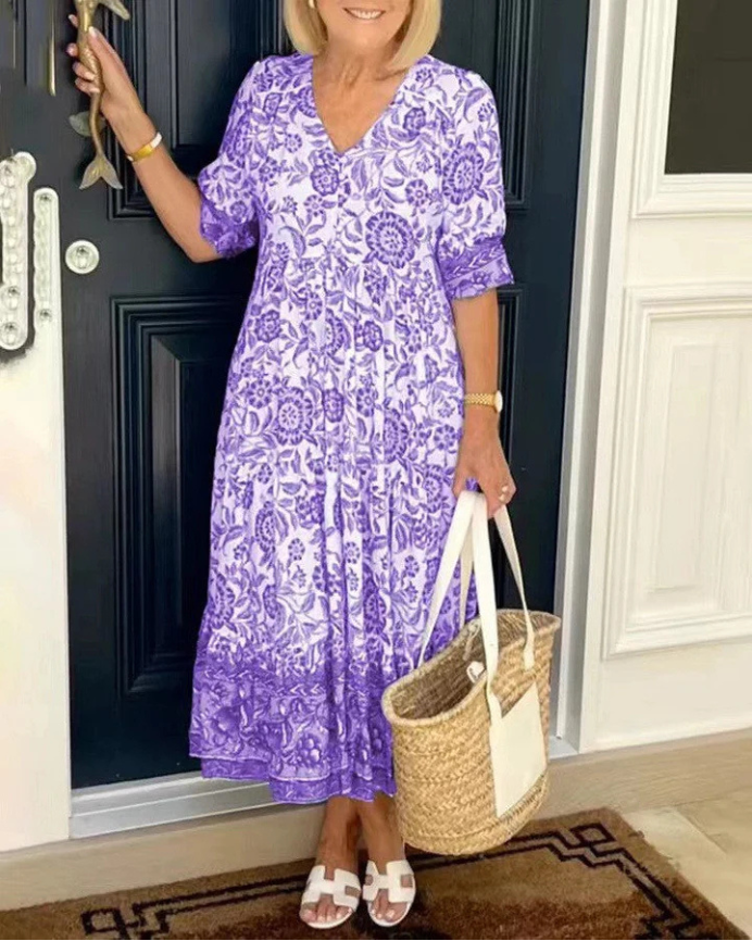 Mira | Bohème Maxikleid mit V-Ausschnitt für Sommer