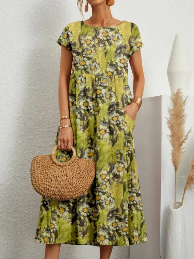 Lina | Elegantes Blumenkleid mit Bauchkomfort