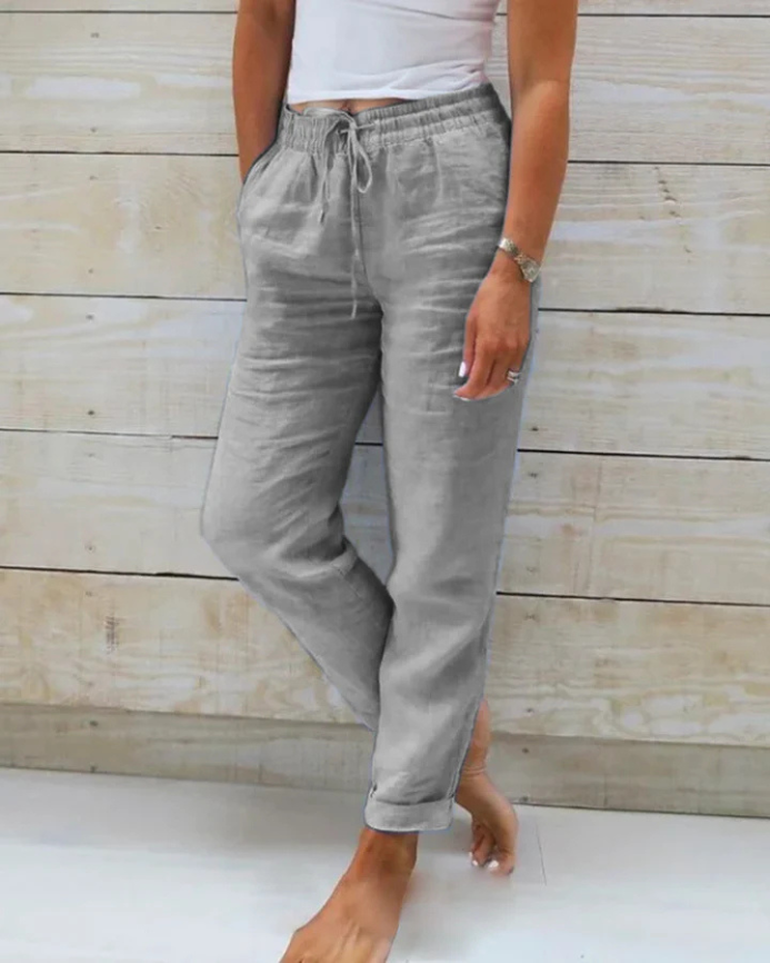 Lena | Baumwoll-Leinenhose mit Stretchbund für Damen