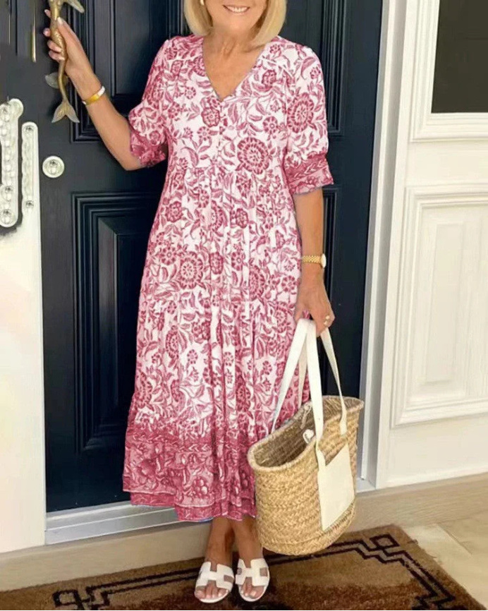 Mira | Bohème Maxikleid mit V-Ausschnitt für Sommer