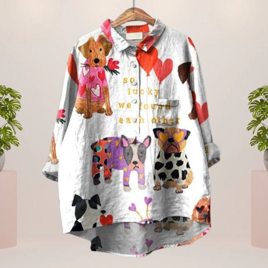 LEONA | Kunstshirt mit auffälligem Druckdesign