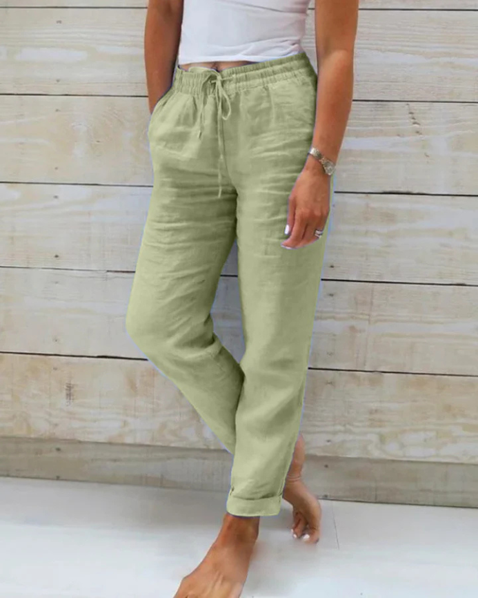 Lena | Baumwoll-Leinenhose mit Stretchbund für Damen