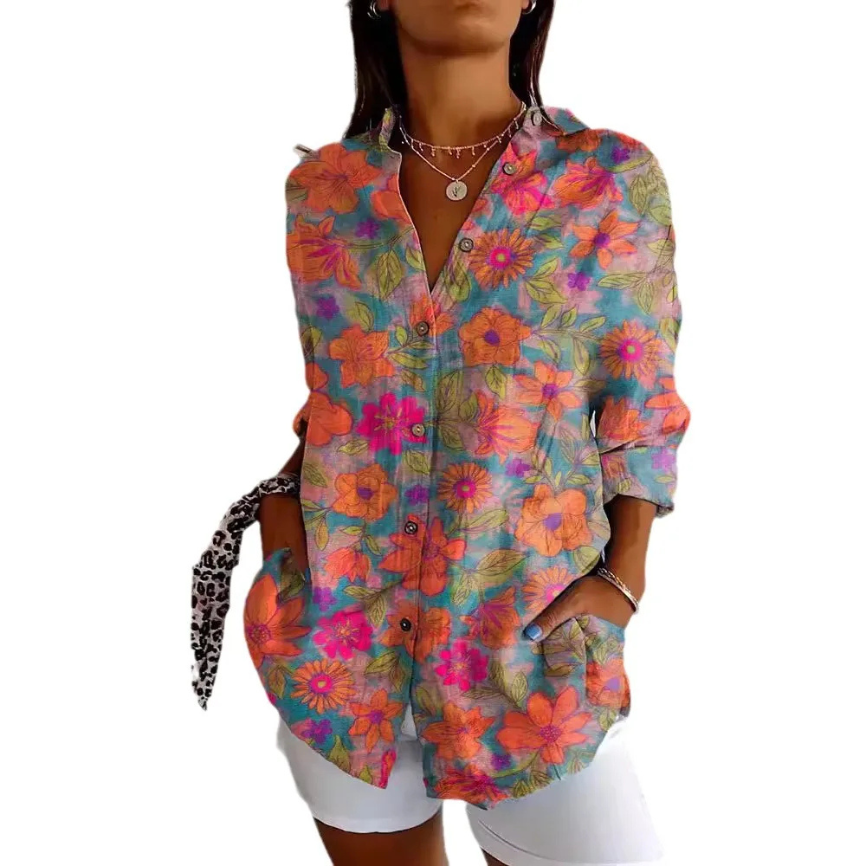 SANDRA | Bluse mit buntem Muster in Modernoptik
