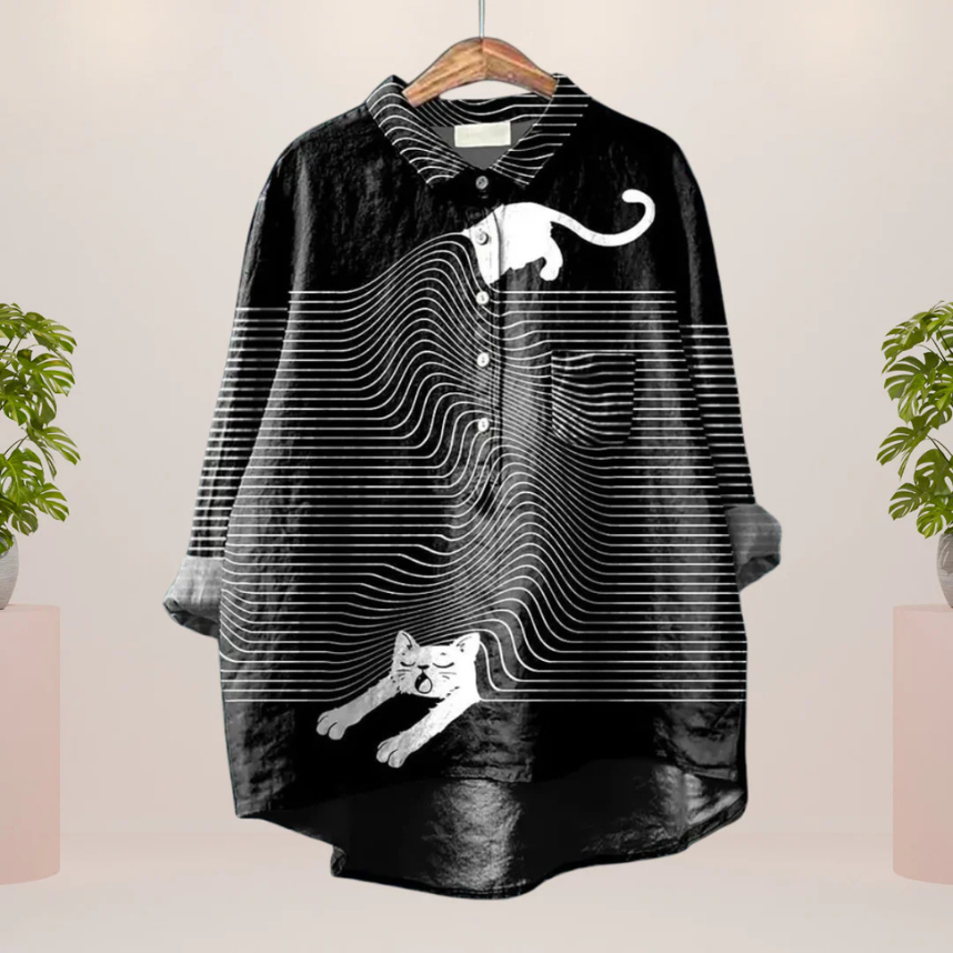 LEONA | Kunstshirt mit auffälligem Druckdesign