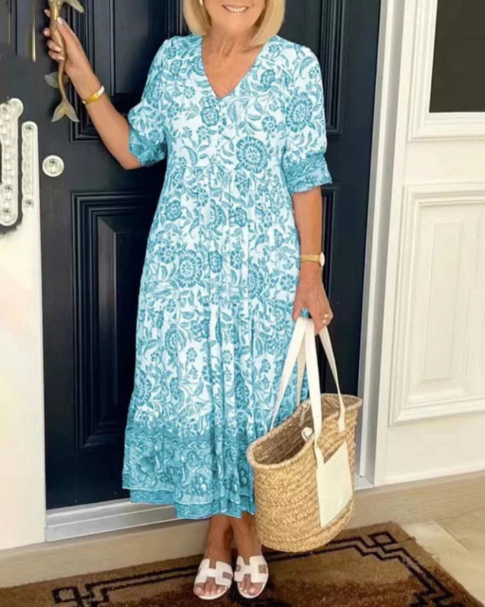 Mira | Bohème Maxikleid mit V-Ausschnitt für Sommer