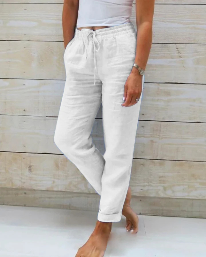 Lena | Baumwoll-Leinenhose mit Stretchbund für Damen