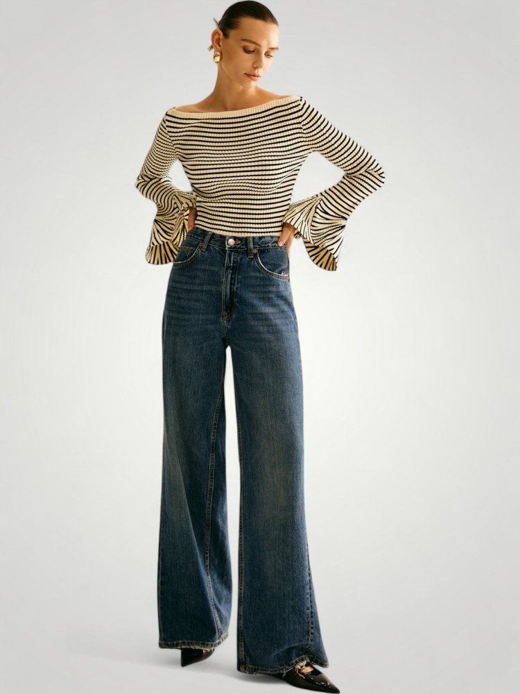 Luna | This Stylish Striped Shoulder Sweater for Women