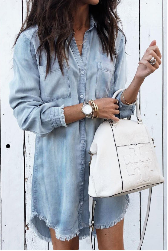 Grace | Relaxed Denim Shirt Dress with Soft Wash