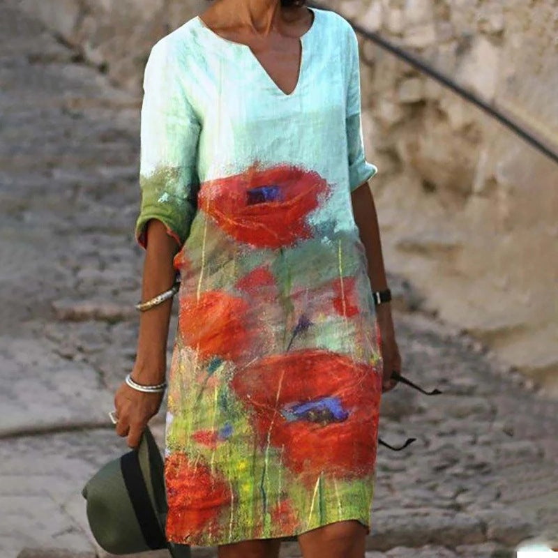 Amelia | Floral Linen Dress for Casual Summer Wear
