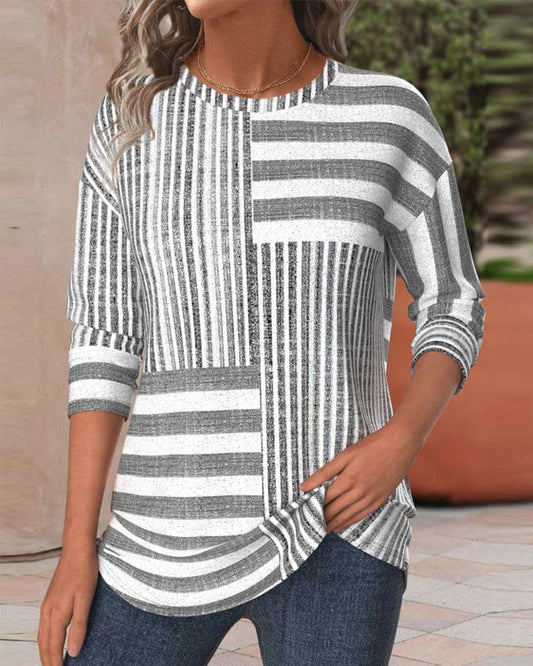 Isla | This Trendy Striped Top with Stylish Print