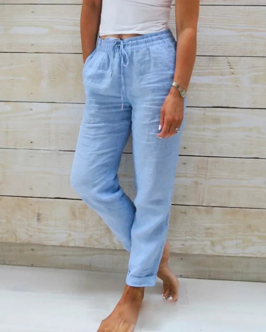 Lena | Baumwoll-Leinenhose mit Stretchbund für Damen