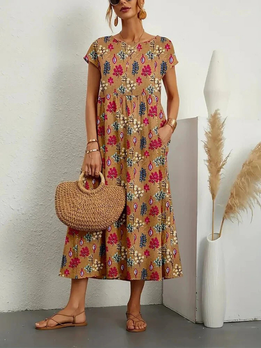 Lina | Elegantes Blumenkleid mit Bauchkomfort