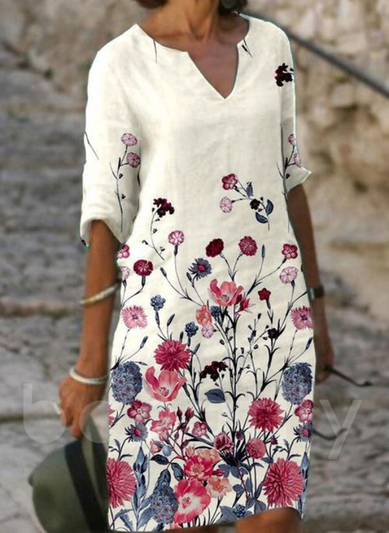 Amelia | Floral Linen Dress for Casual Summer Wear