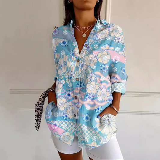 SANDRA | Bluse mit buntem Muster in Modernoptik