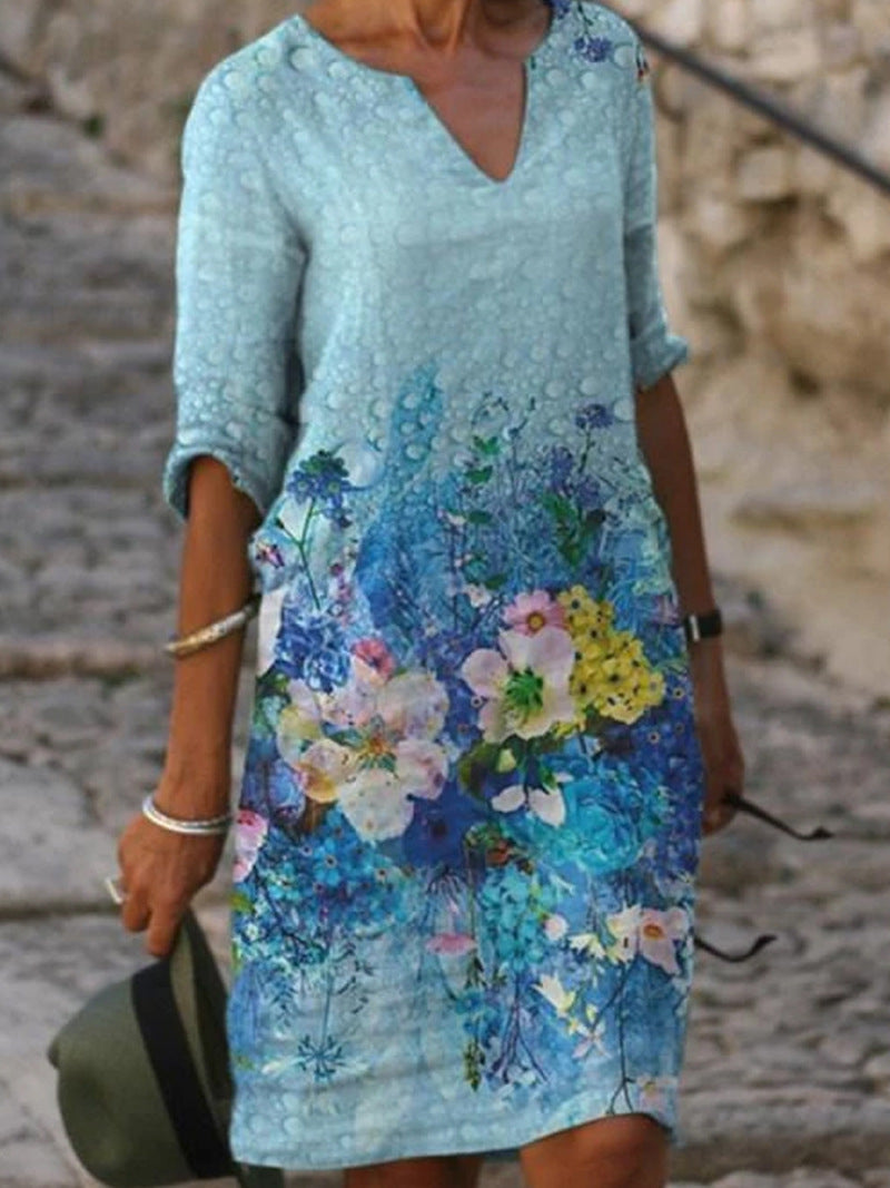 Amelia | Floral Linen Dress for Casual Summer Wear