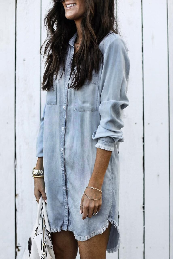 Grace | Relaxed Denim Shirt Dress with Soft Wash