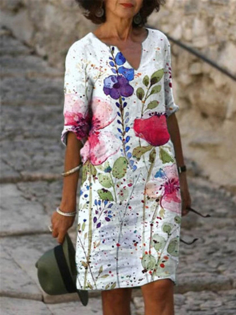 Amelia | Floral Linen Dress for Casual Summer Wear