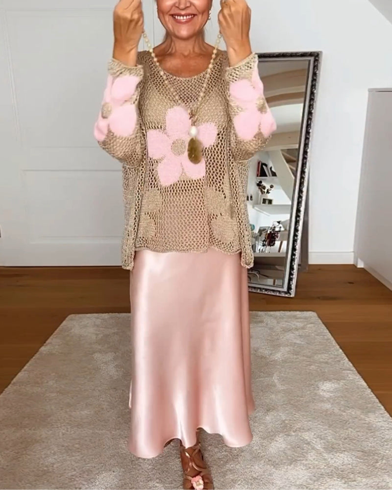 Bella | This Casual Sweater with Floral Skirt Set