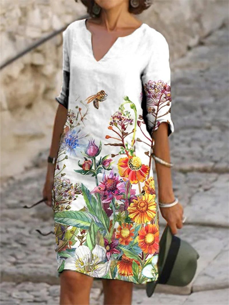 Amelia | Floral Linen Dress for Casual Summer Wear
