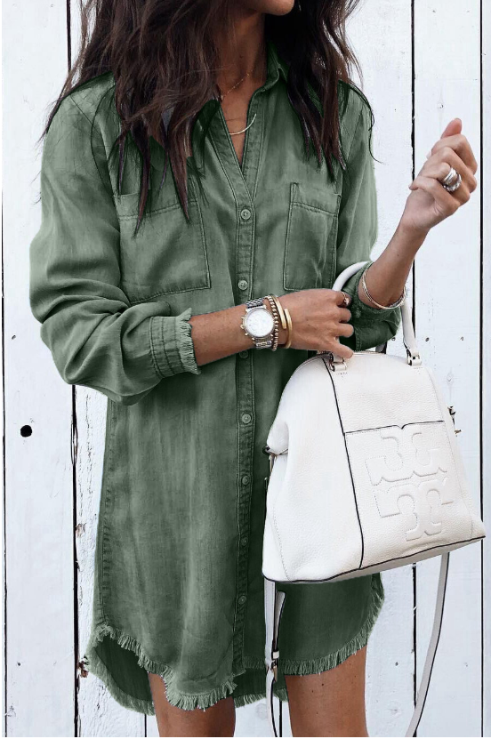 Grace | Relaxed Denim Shirt Dress with Soft Wash