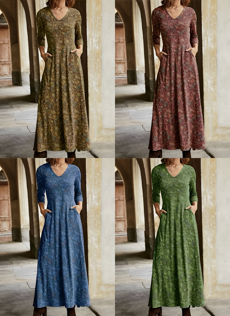Chloe | Long Dress with Stylish Vintage Pattern