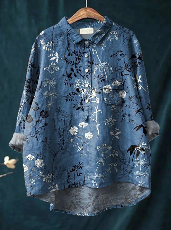 Isabella | Cotton Linen Top with Stylish Floral Design