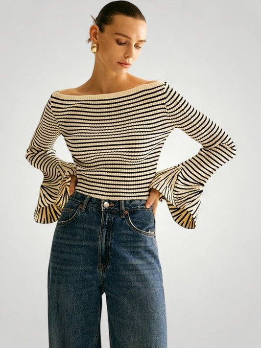 Luna | This Stylish Striped Shoulder Sweater for Women