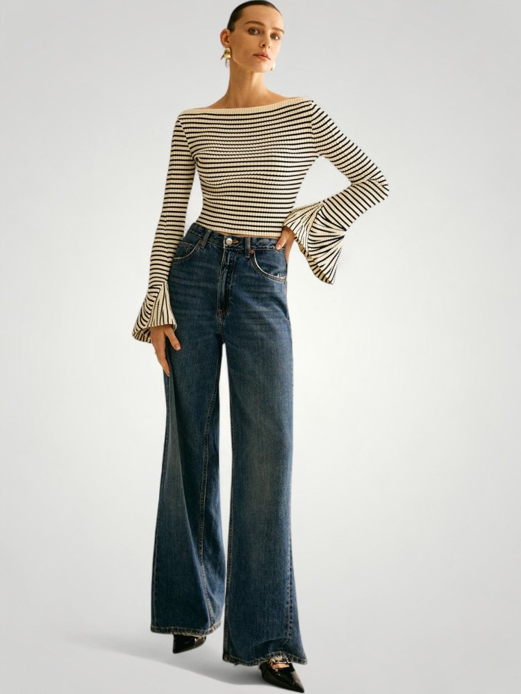 Luna | This Stylish Striped Shoulder Sweater for Women