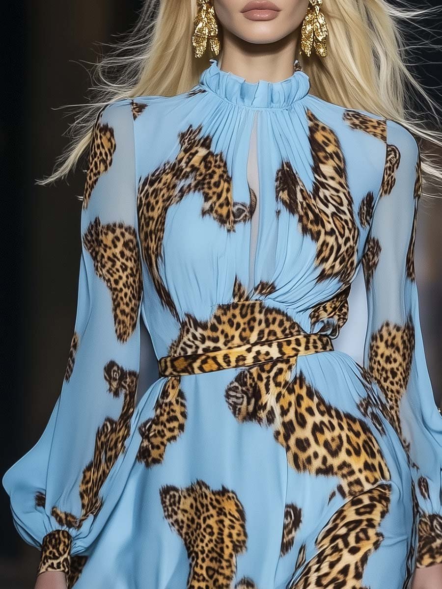 Elena | This Leopard Print Chiffon Mini Dress