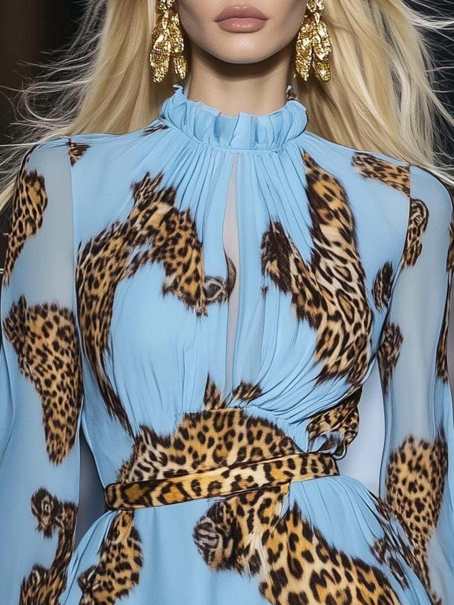 Elena | This Leopard Print Chiffon Mini Dress